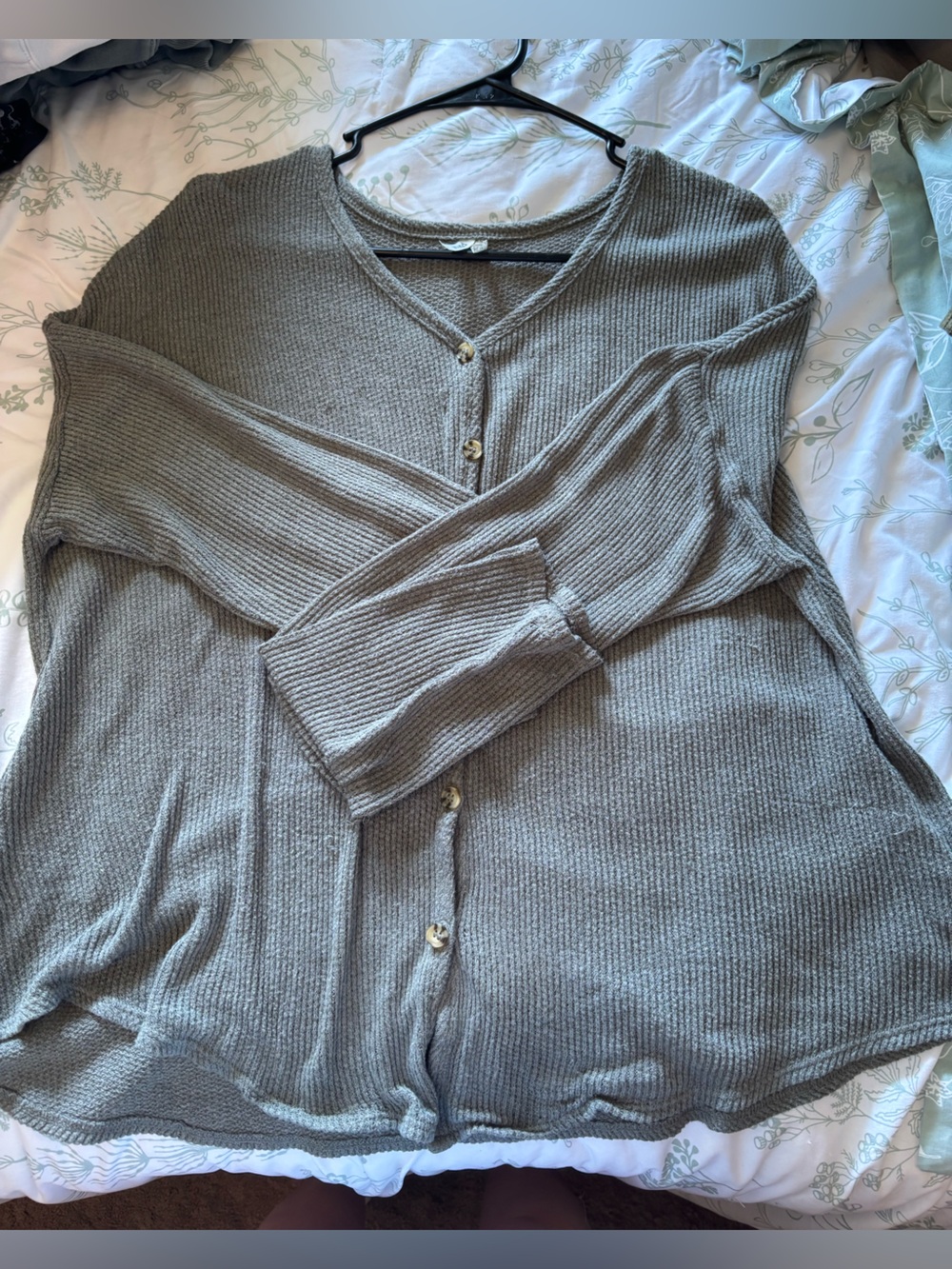 Mudd Olive Green V-Neck Button Cardigan